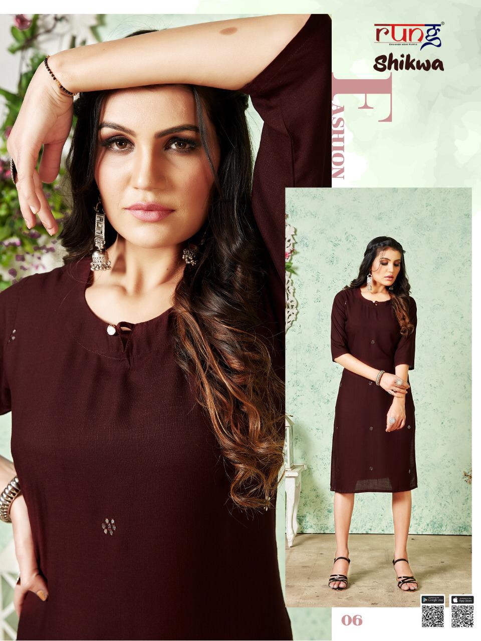 Rung Shikwa Latest fancy Designer Casual Wear Rayon Casual Wear Kurti Collection
