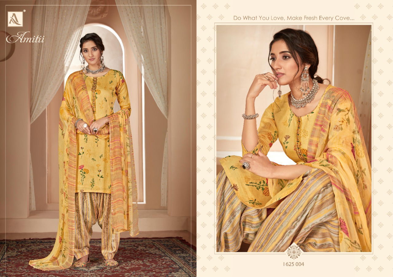 Alok Amitii Latest fancy Designer Fancy casual wear Pure Jam Digital Style Printed Embroidery Cotton Dress Material
