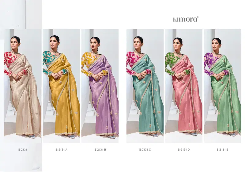 Rangat 2131 New Colour By Kimora Glass Tissue Party Wear Saree Orders In India