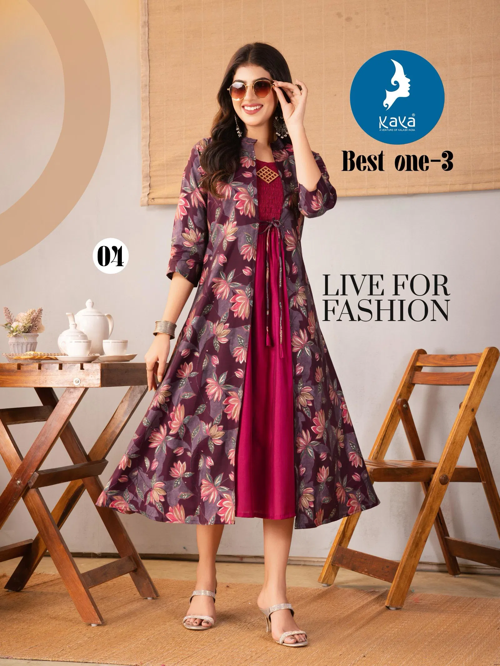 Best One 3 By Kaya Modal Printed Ladies Top With Jacket Wolesale Online