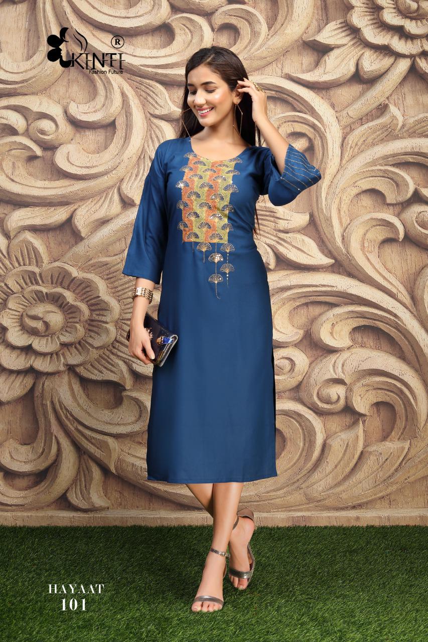 Kinti Hayaat Casual Wear Printed Rayon Designer Kurti Collection
