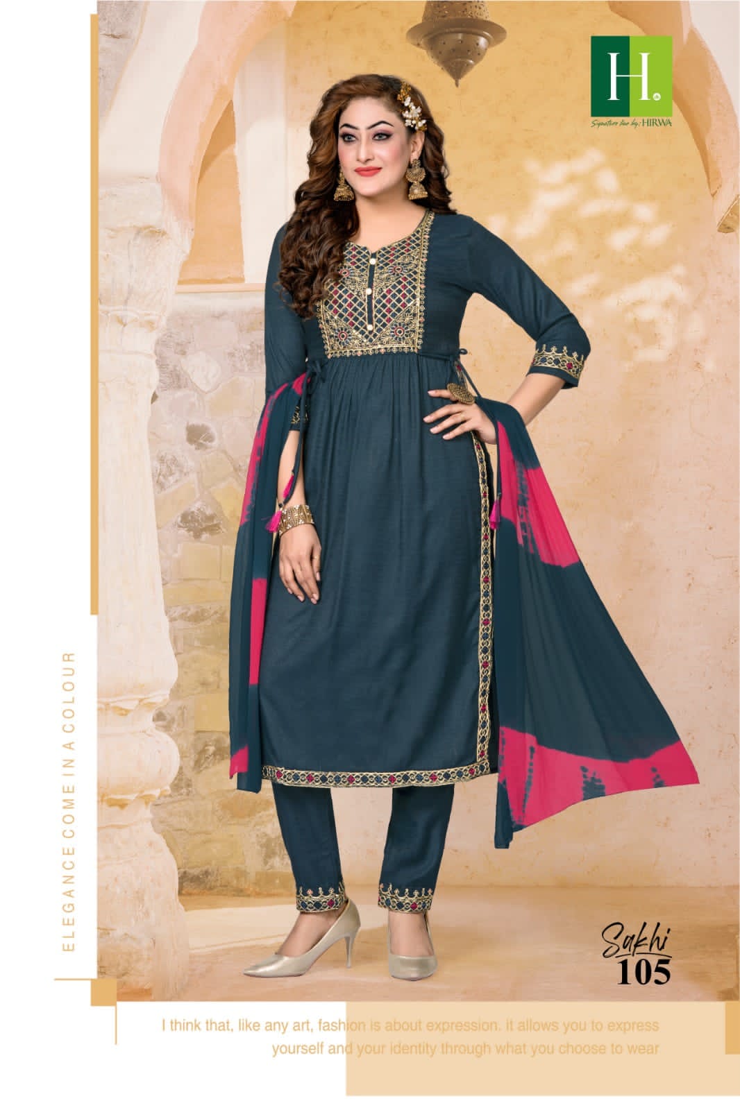 Sakhi By Hirwa Rayon Naira Cut Kurti With Bottom Dupatta Catalog