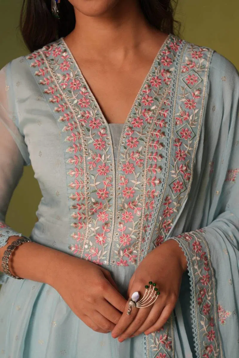 Tanyaa P 118 Designer Organza Anarkali Style Kurta Sets Wholesale Clothing Suppliers In India