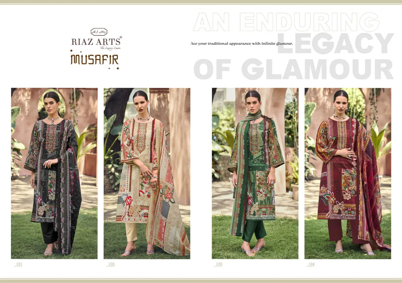 Musafir By Riaz Arts Lawn Digital Printed Dress Material Wholesalers In Delhi
