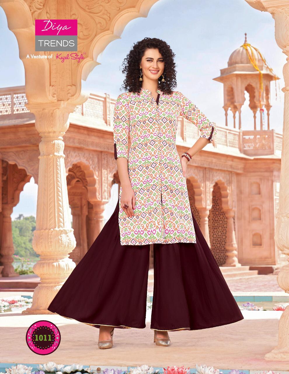 DIYA TRENDS LAUNCH NEW BANDHEJ VOL 1 BANDHANI PRINT DESIGNER EMBROIDERY KURTI WITH PLAZZO,PANT,SKIRT & SHARARA
