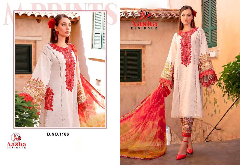 Aasha 1166 Cotton Dupatta Pakistani Salwar Kameez Online Wholesale