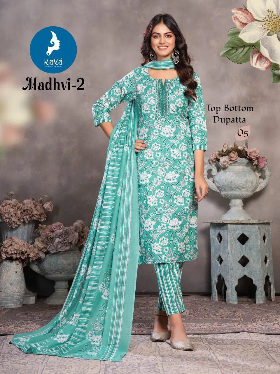 Madhvi 2 By Kaya Cotton Printed Kurti With Bottom Dupatta Exporters In India