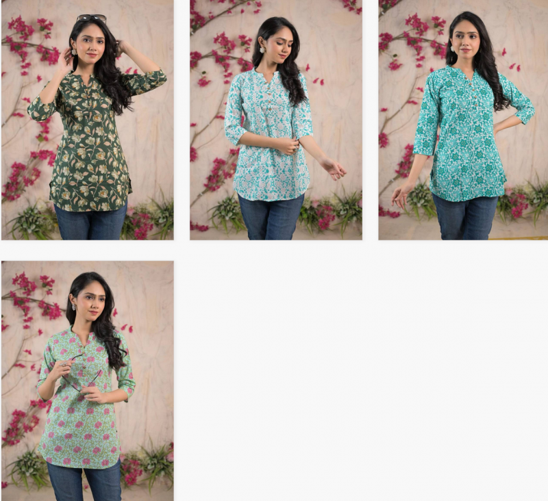 Nina F 03 Cambric Cotton Summer Short Kurti Wholesale Suppliers In Mumbai