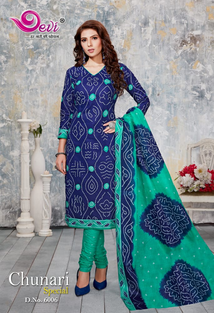 Devi Chunri Special Vol 6 Latest Designer Bandhani Print Pure Cotton Dress Material Collection 