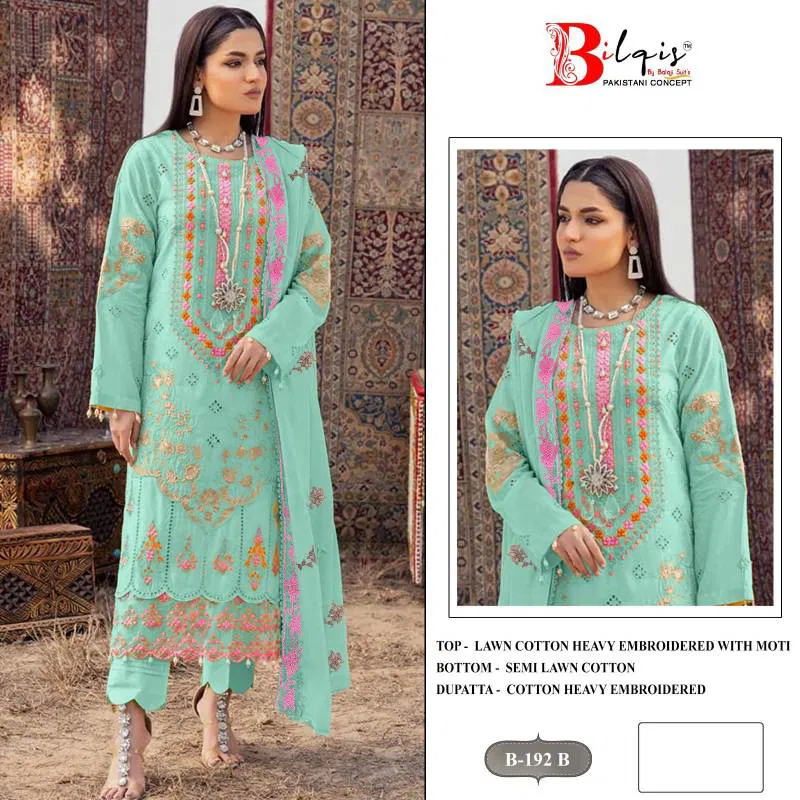 Bilqis B 192 Lawn Cotton Pakistani Salwar Kameez Wholesale Market In Surat