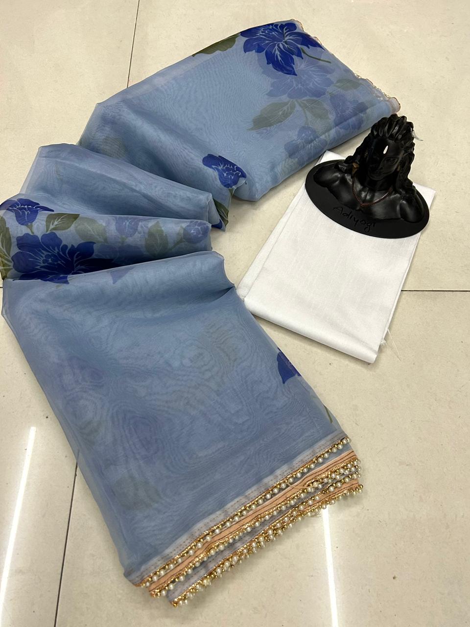 DF 100 Mudra Organza Printed Non Catalog Sarees Wholesale Market In Surat