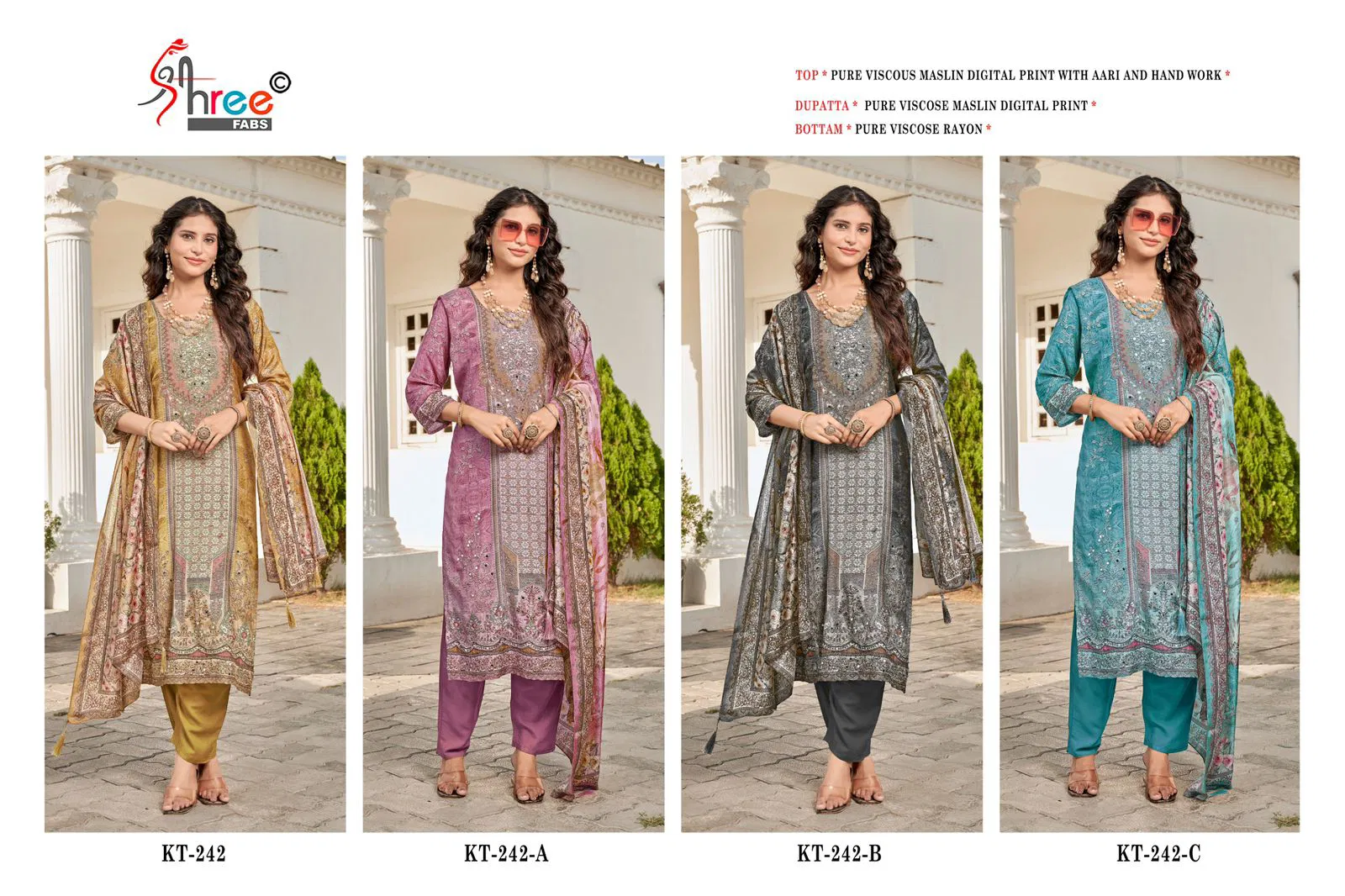 Shree Kt 242 Viscose Maslin Printed Wholesale Salwar Suits Suppliers In Mumbai