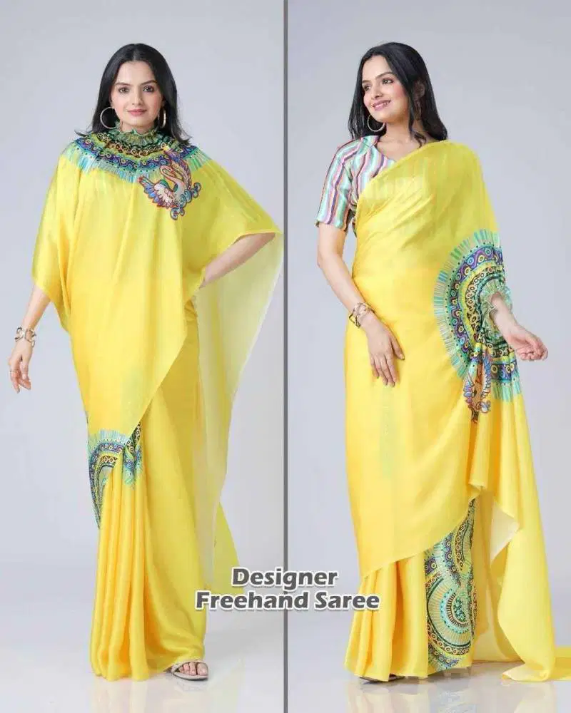 Kc 888 Digital Printed Crepe Silk Ready To Wear Saree Wholesale Market 