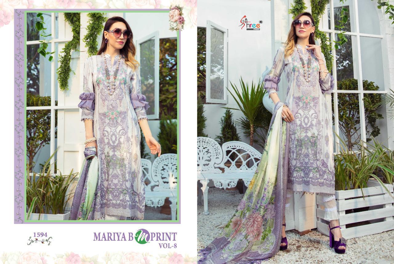 Shree Mariya B Mprint 8 Latest Fancy Designer Festive Wear 	Cambric Cotton Pakistani Salwar Suits Collection
