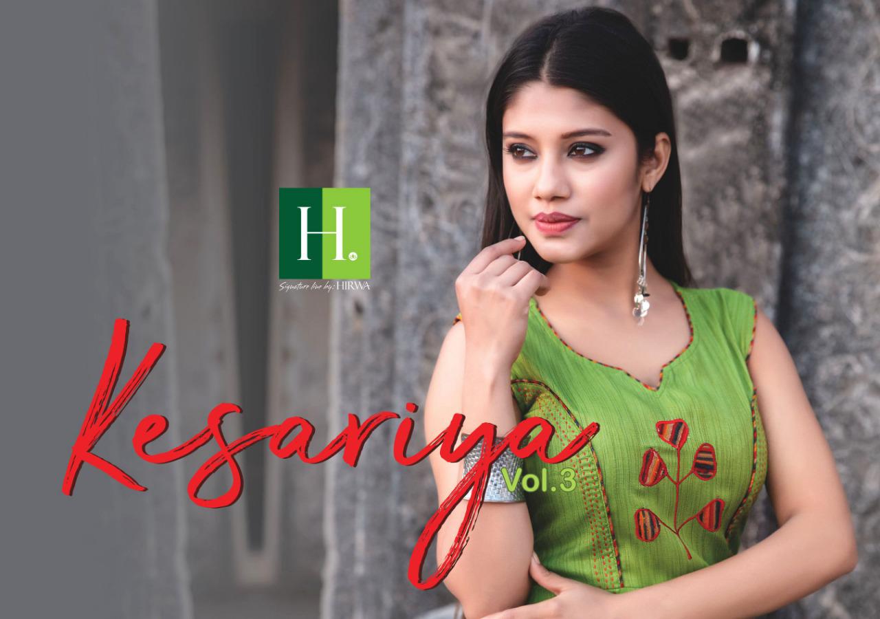 Hirwa Kesariya 3 Latest Designer Stylish heavy Rayon Embroidery Work Kurti Collection 