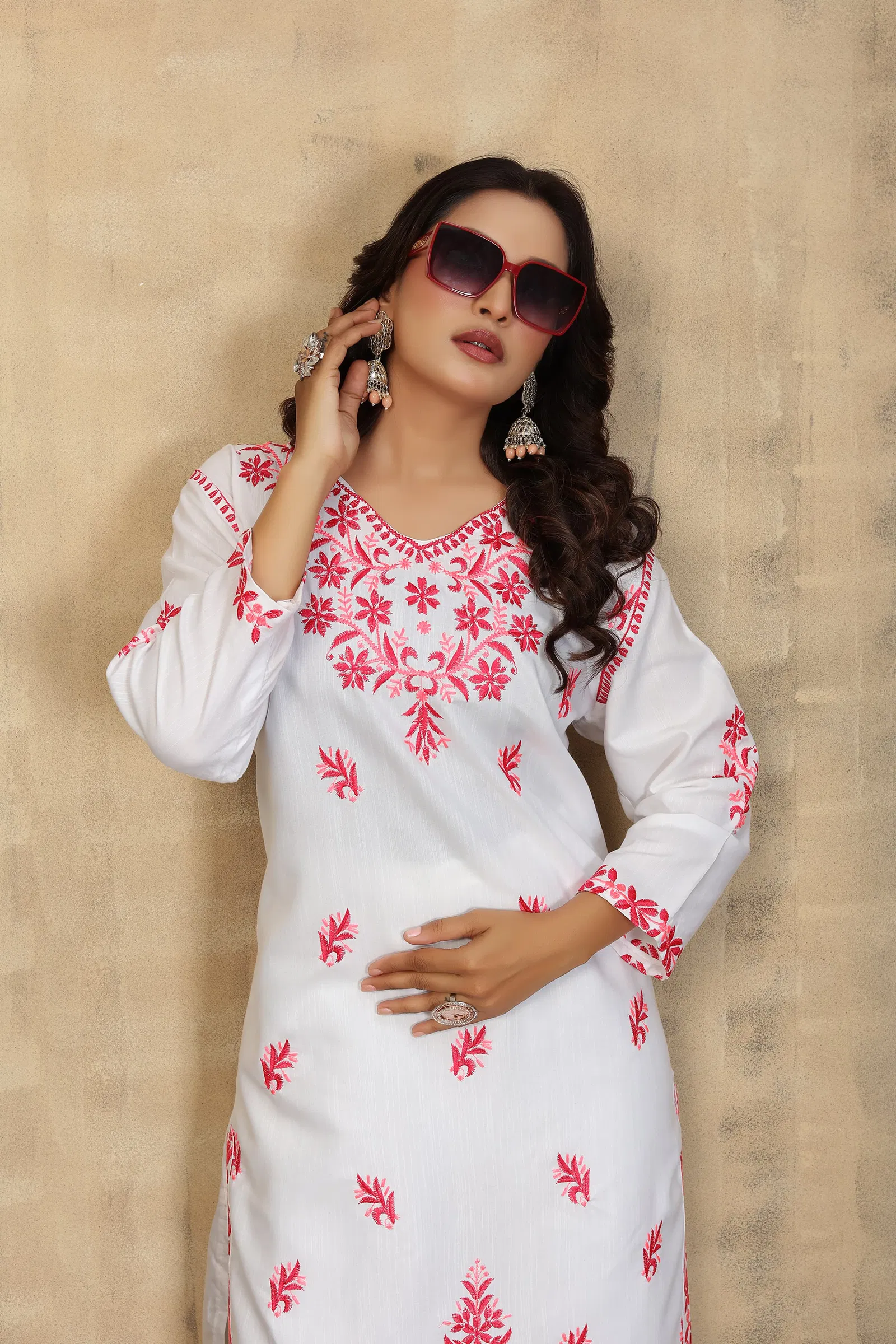 Sanaya 1 By Rasili Nx Rayon Chikankari Embroidery Kurti With Bottom Wholesale Online