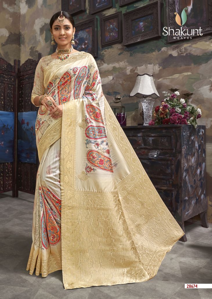 Smaran Silk Latest Fancy Designer Festive Wear digital print Pure Silk Saree Collection 
