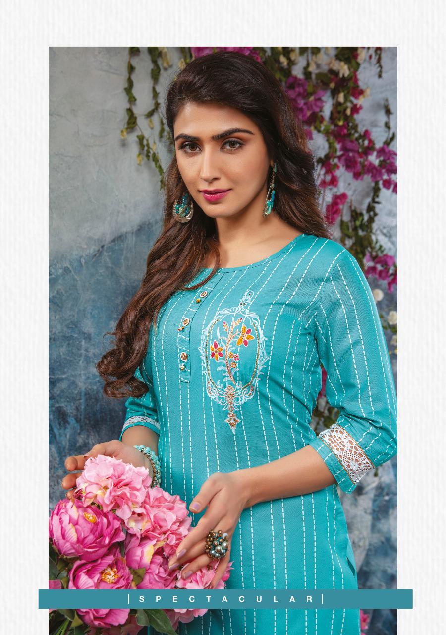 Mayree Floret 4 latest Fancy Designer Rayon Ethnic Wear Printed And Embroidery Worked Kurti With Bottom Collection