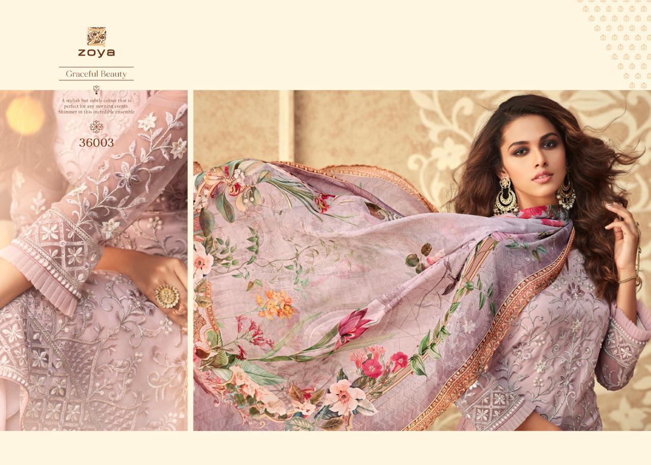 Zoya Latest Collection Of Designer Party Wear Wedding Wear Butterfly  Net Embroidered Salwar Suit With Chiffon Printed Dupatta