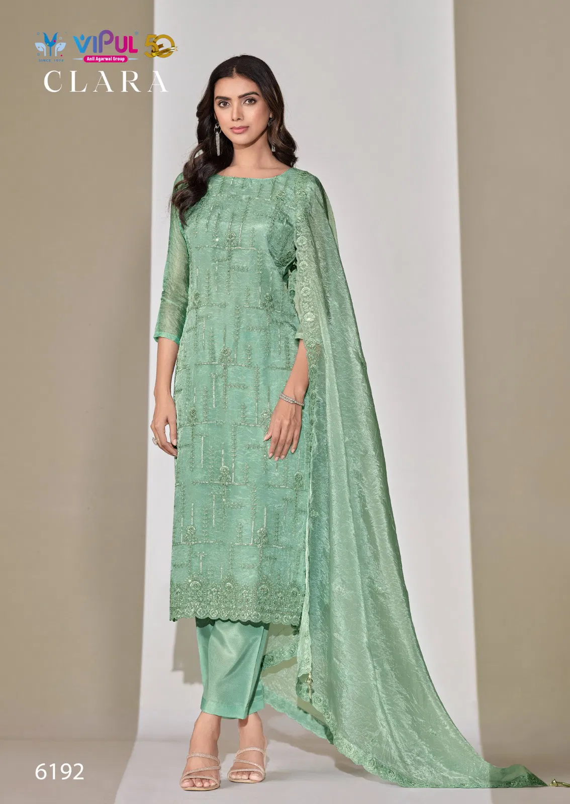 Clara By Vipul Satin Embroidery Designer Surat Salwar Suits Wholesale Market