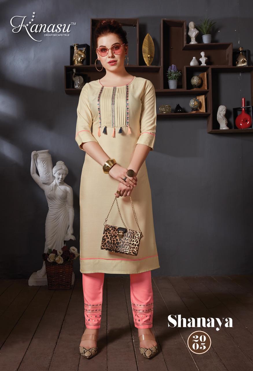 Kanasu Shanaya Latest Designer Party Wear Heavy Rayon Kurtis Collection With Pant 