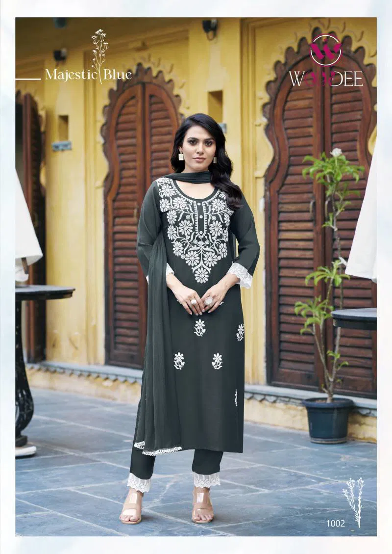 White Lotus By Woodee Rayon Slub Readymade Suits Suppliers In India