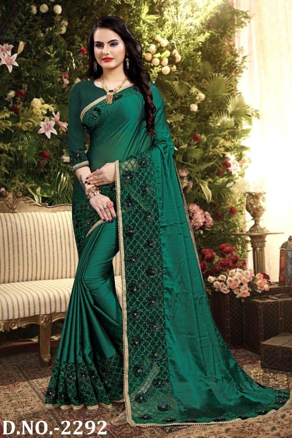 Naree Heavy Resham And Embroidery Work Beautiful Border And Flower