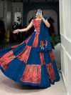Blue Multicolour Pure Cotton Printed Designer Navratri Lehenga Collection Taraa L 1696