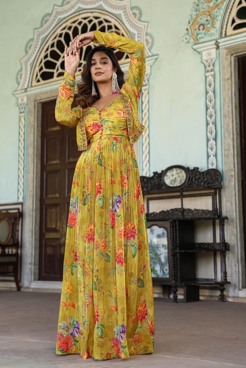 Pure Natural Crepe Gown With Kotee Catalog