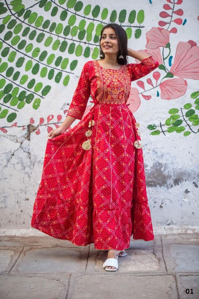 Trending Floor 1 Latest Designer Ethnic Wear Cotton Anarkali Long Kurti Collection