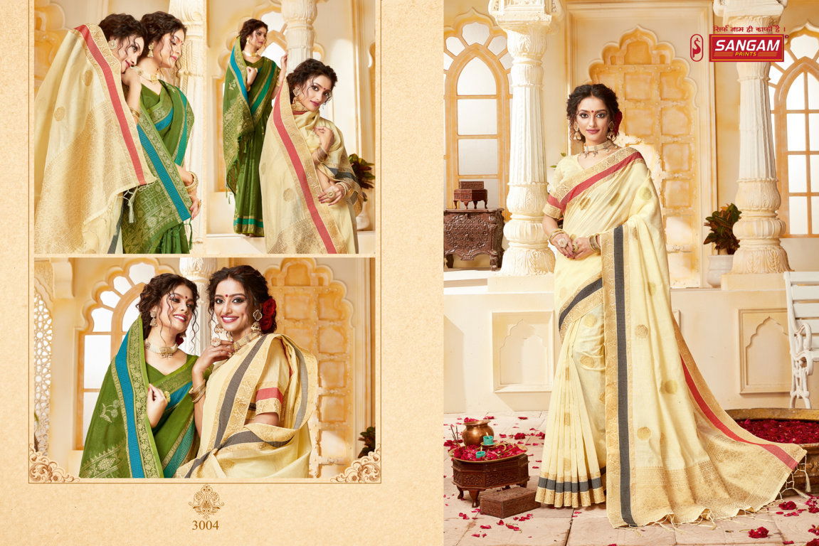 Sangam Indian Latest Fancy Festive Wear Designer Handloom Cotton Saree Collection

