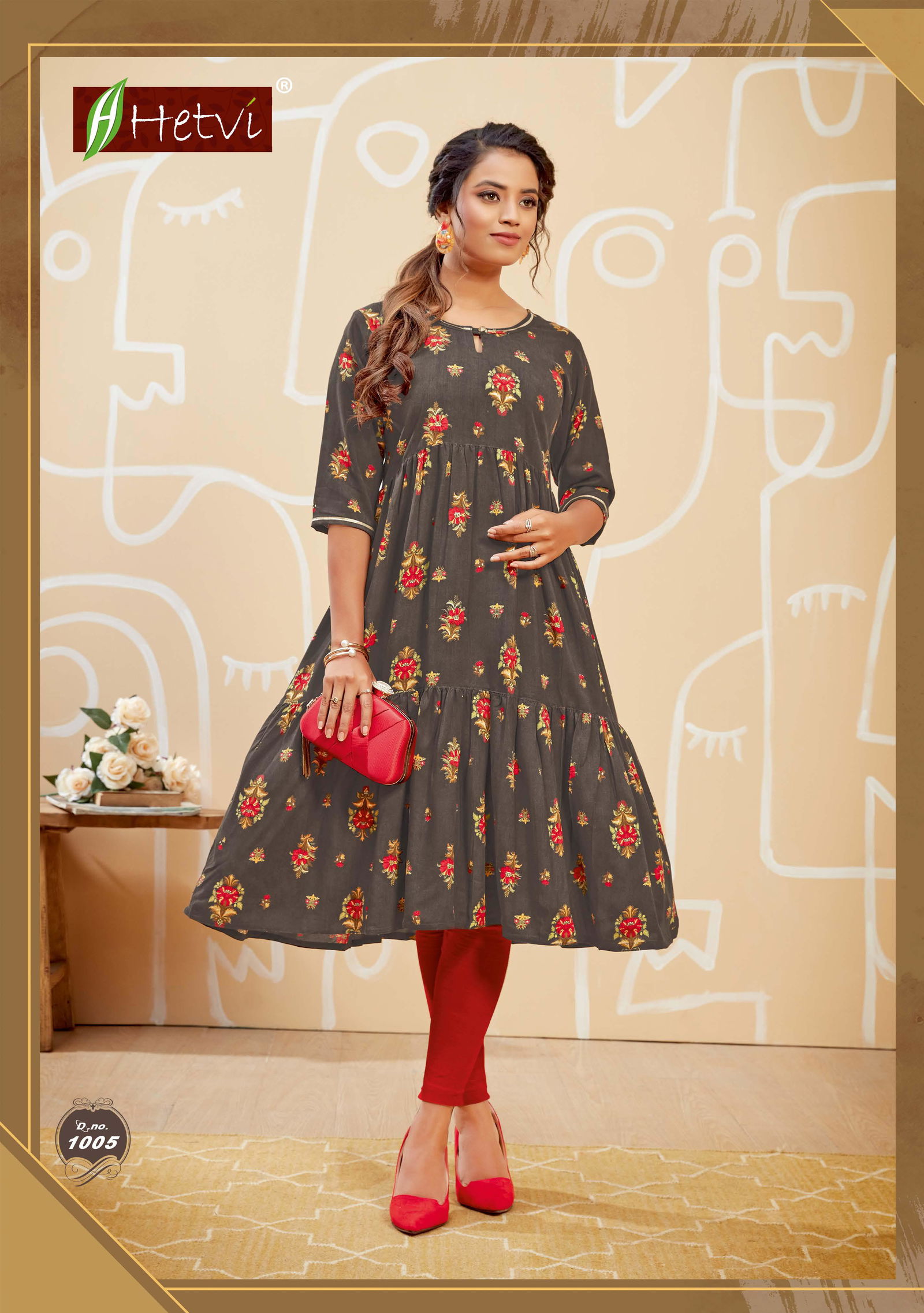 Hetvi Forum Casual Wear Rayon Printed Designer Anarkali Kurtis Collection
