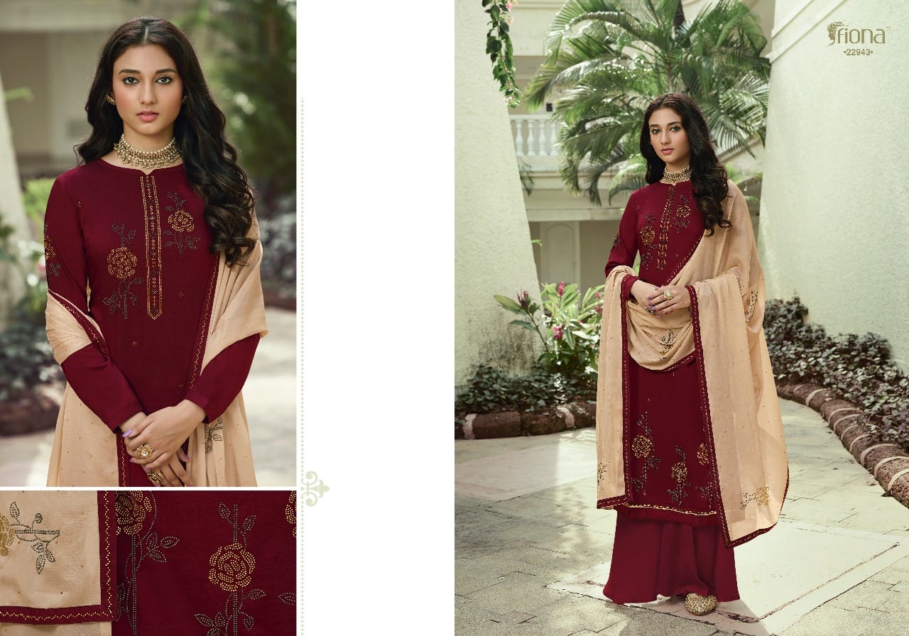 Fiona Gulzar 22951 Festive Wear Designer Soft Silk Jacquard With Hand Work Salwar Suits Collection
