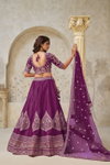 Wine Colour Silk With Leaf Embroidery Work Lahenga With Blouse Dupatta Wholesalers In Delhi KF 2144