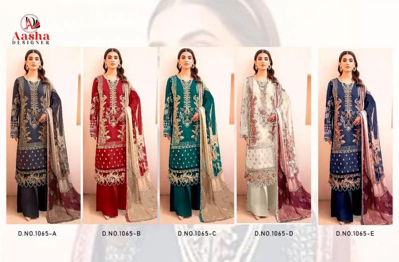 Aasha 1065 A To E Cotton Dupatta Pakistani Salwar Suit Wholesalers In Delhi