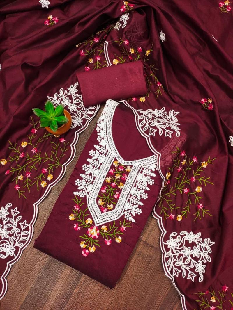 Color Set 9061 Chanderi Cotton Fancy Dress Material Exporters In India
