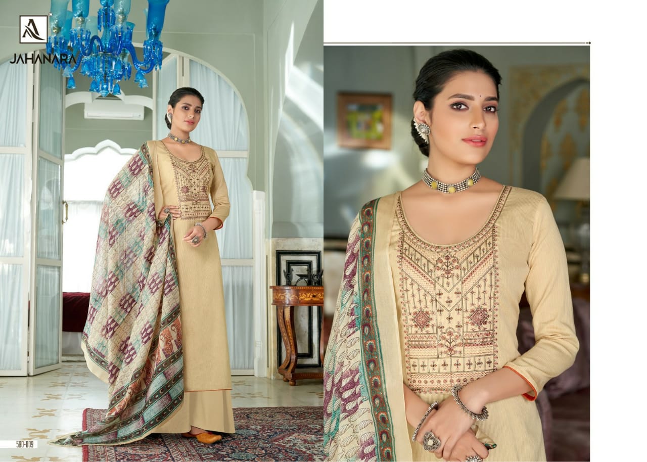 Alok Jahanara Latest Fancy Designer Heavy Casual Wear Pure Jam Cotton Festive Wear Dress Material Collection
