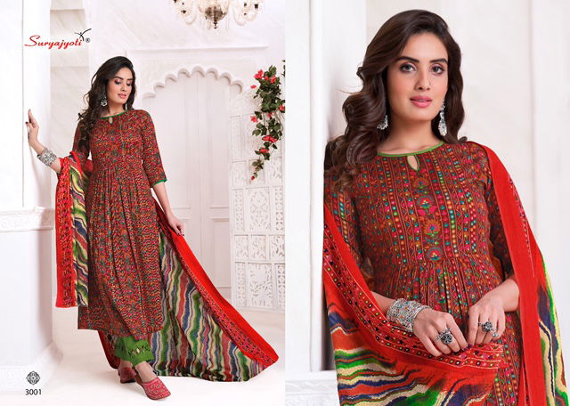 Suryajyoti Nitya 3 Latest Printed Casual Wear Pure Cotton Satin Designer Dress Material Collection
