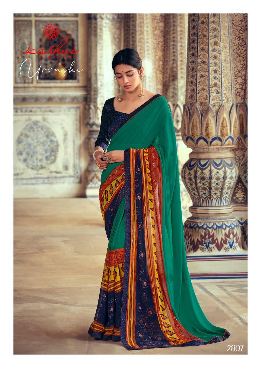 Kashvi Urvashi Latest fancy Regular Casual Wear Weightless Georgette Printed Sarees Collection
