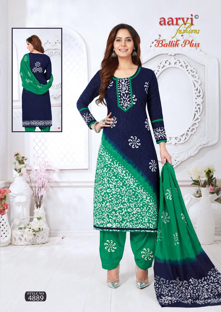 Aarvi Batik Plus Vol 1 Latest Regular Wear Printed Cotton Dress Material With Mal Mal Dupatta 