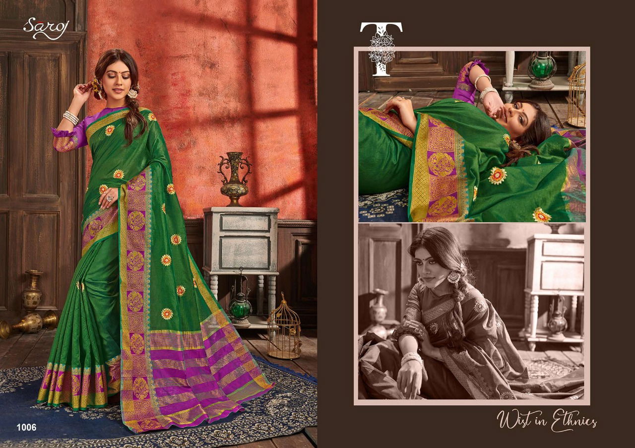 Saroj Shubh Muhurat Vol 2 Latest Exclusive Designer Festive Wear Embroidery Work Cotton Silk Sarees Collection
