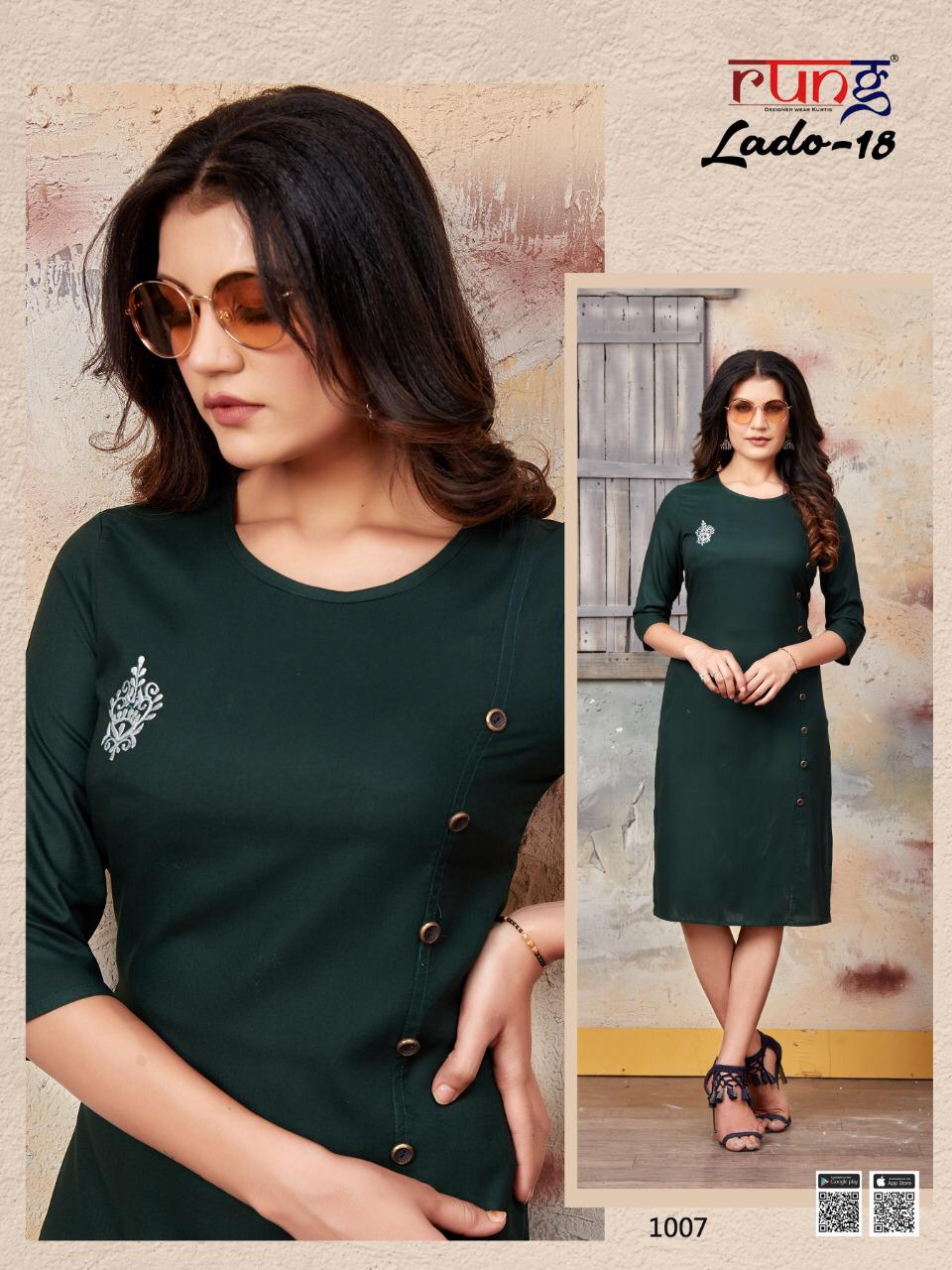 Rung Lado 18 Latest Fancy Designer Casual Wear Rayon Designer Kurtis Collection
