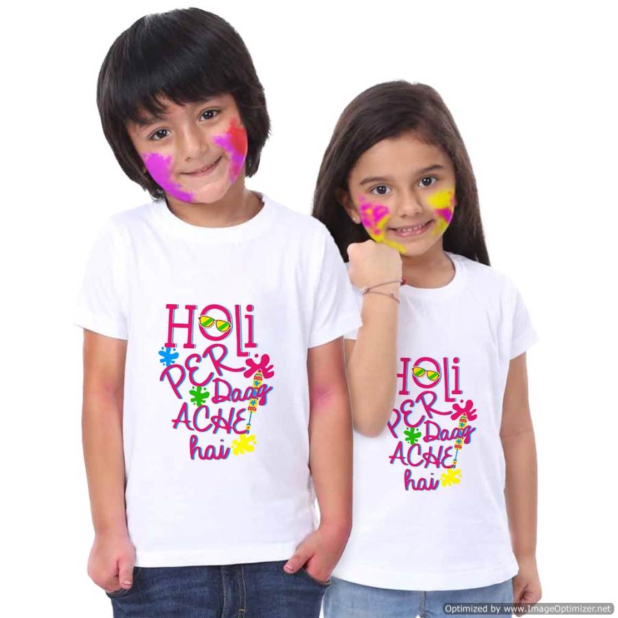 Swara Girl And Boy Holi Special Ethnic Wear Designer Tshirt Collection