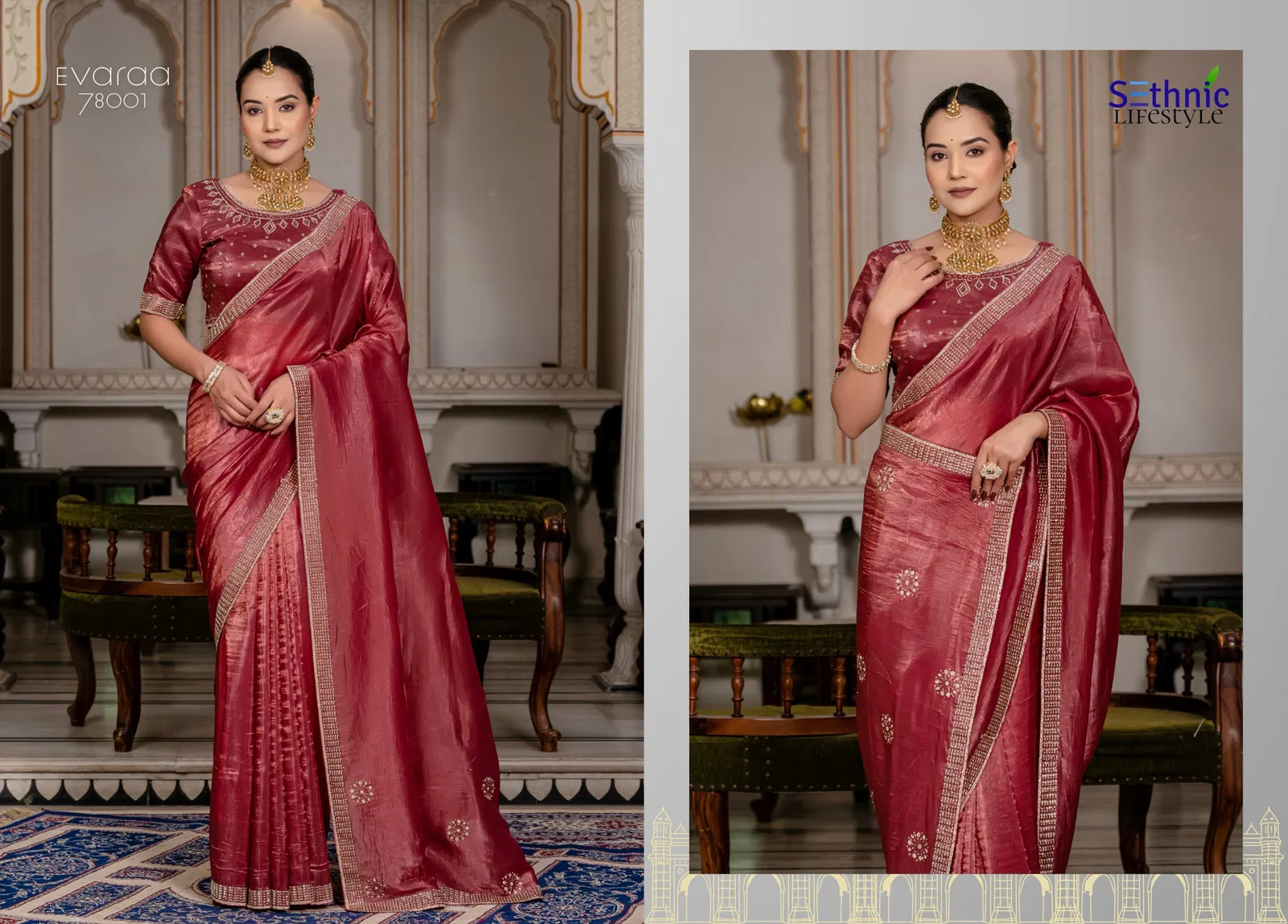 Evaraa By Sethnic Gold Crush Occasion Wear Saree Orders In India