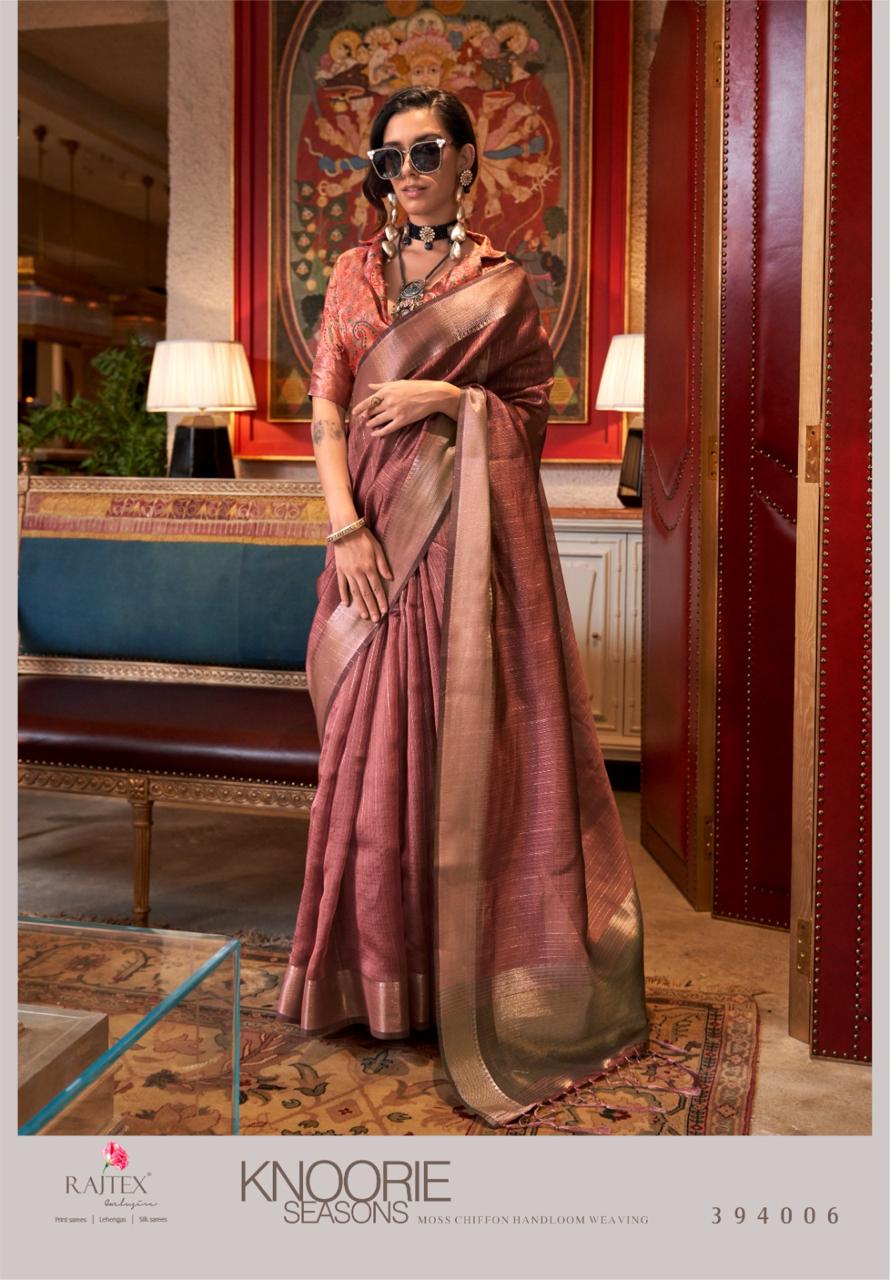 Knoorie Seasons By Rajtex Moss Chiffon Handwoven Saree Wholesale Online