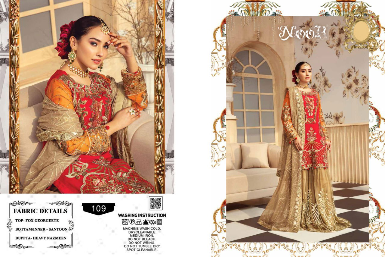 Noor Zeenat 1 Latest Fancy Collection Heavy Festive Wear Fox Georgette Embroidery Pakistani Salwar Suits
