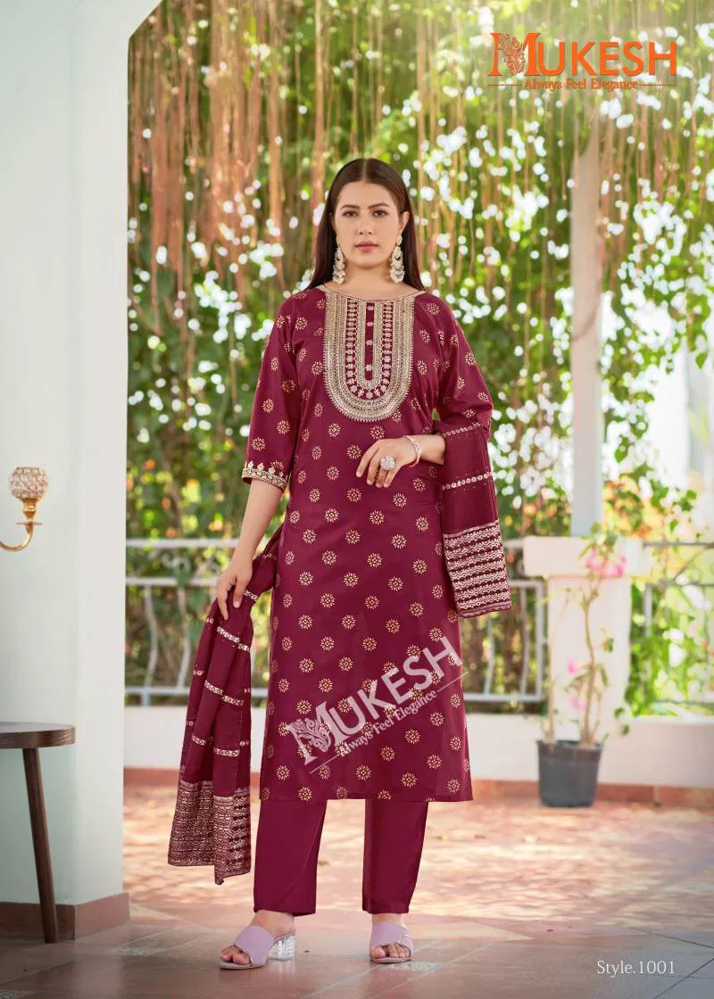 Muskaan By Mukesh Rayon Embroidered Top Bottom With Dupatta Exporters In India