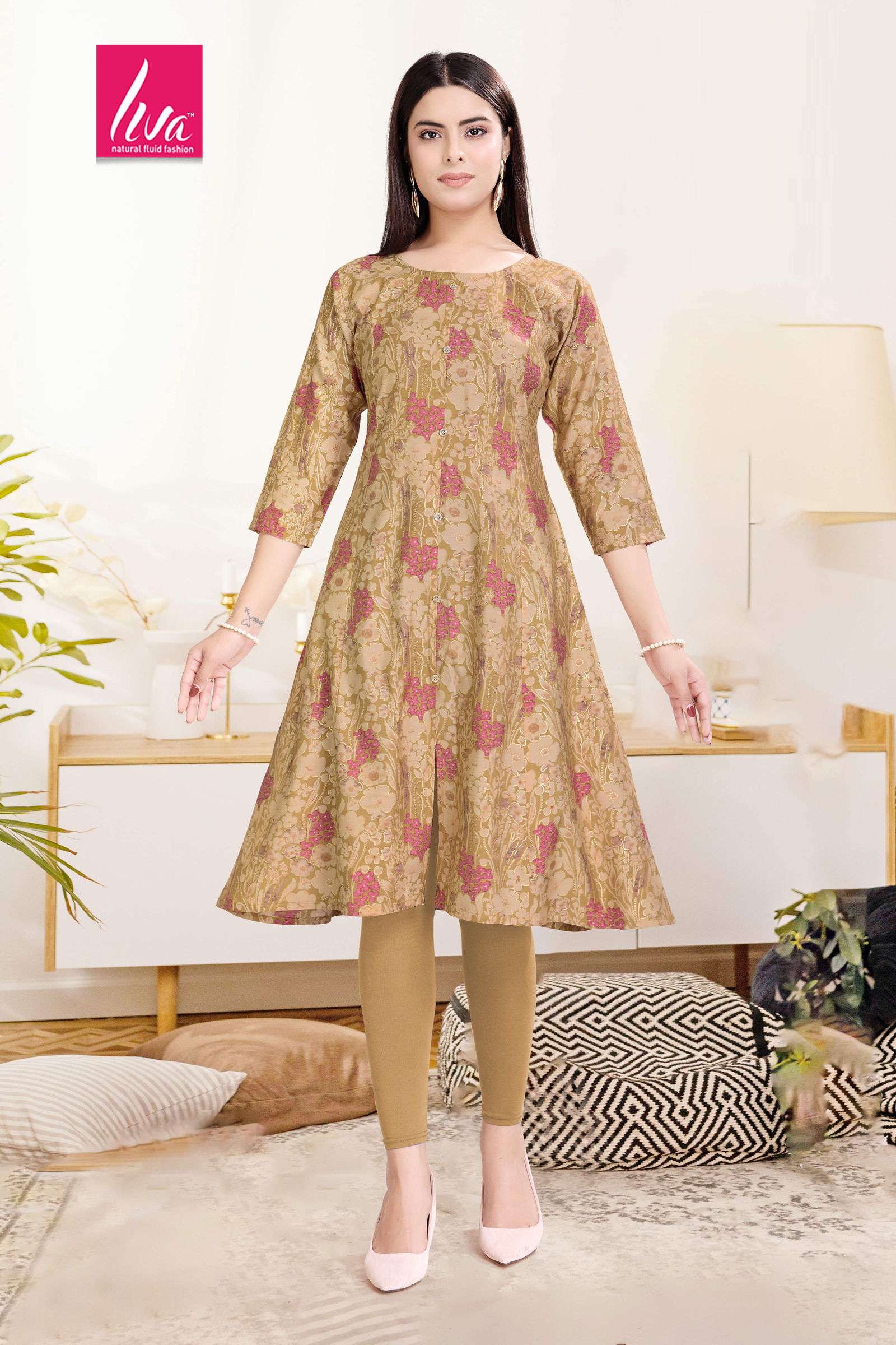 Princess Stylish Chanderi Foil Printed Kurti Wholesale Price In Surat