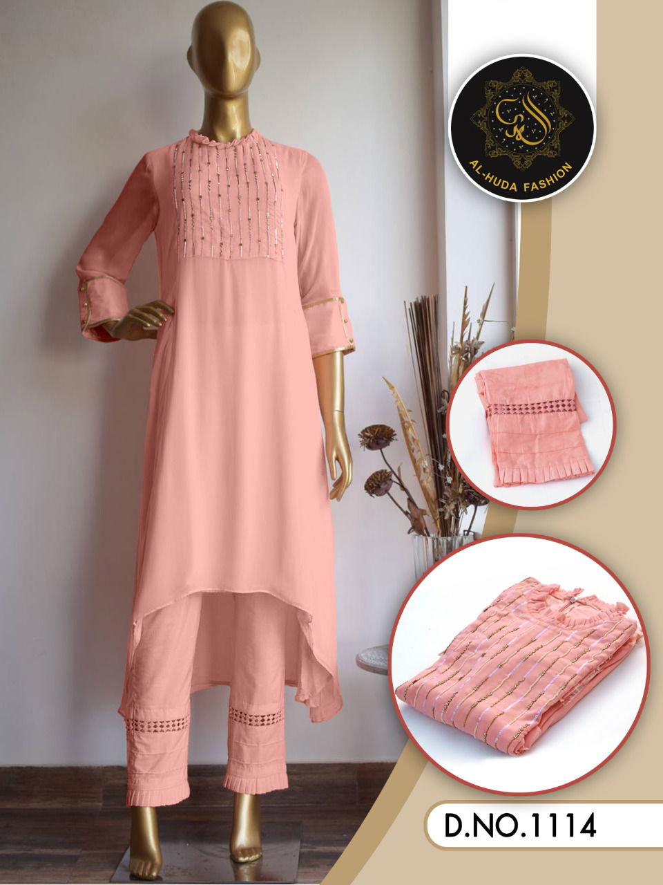 Al Huda Fashion Latest Designer faux Georgette Festive Wear Reaymade Suit Collection 
