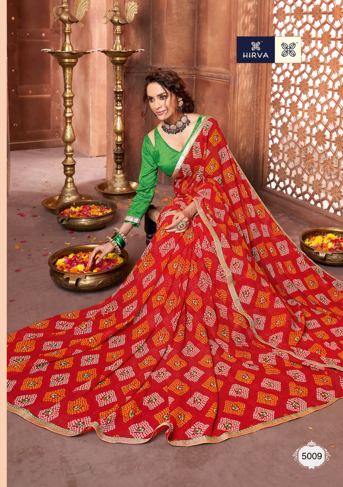 Hirva Latest Bandhani Style Designer Saree Collection 